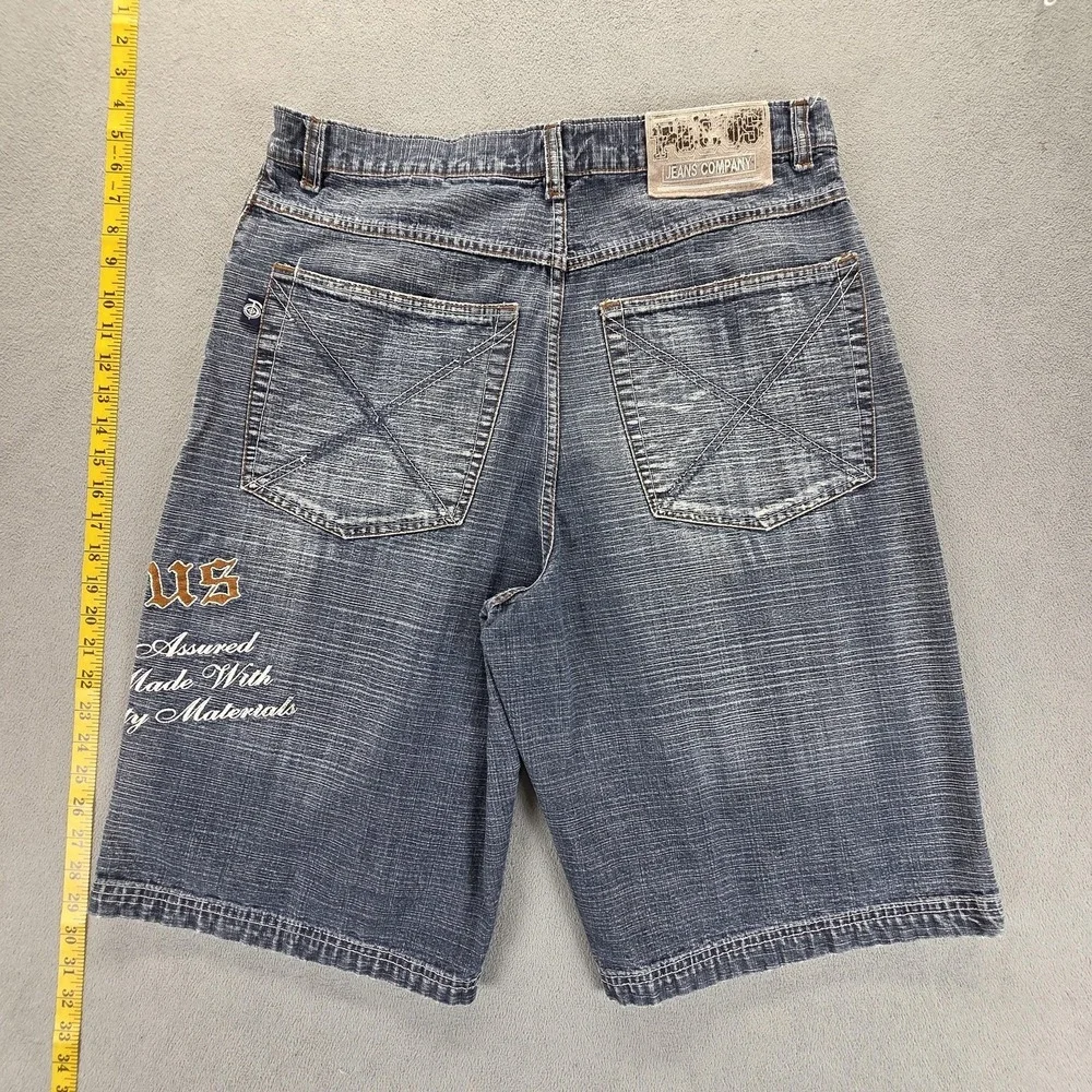Focus Jeans Shorts Mens 34 Blue Denim Baggy Skater Y2K Hip Hop Grunge